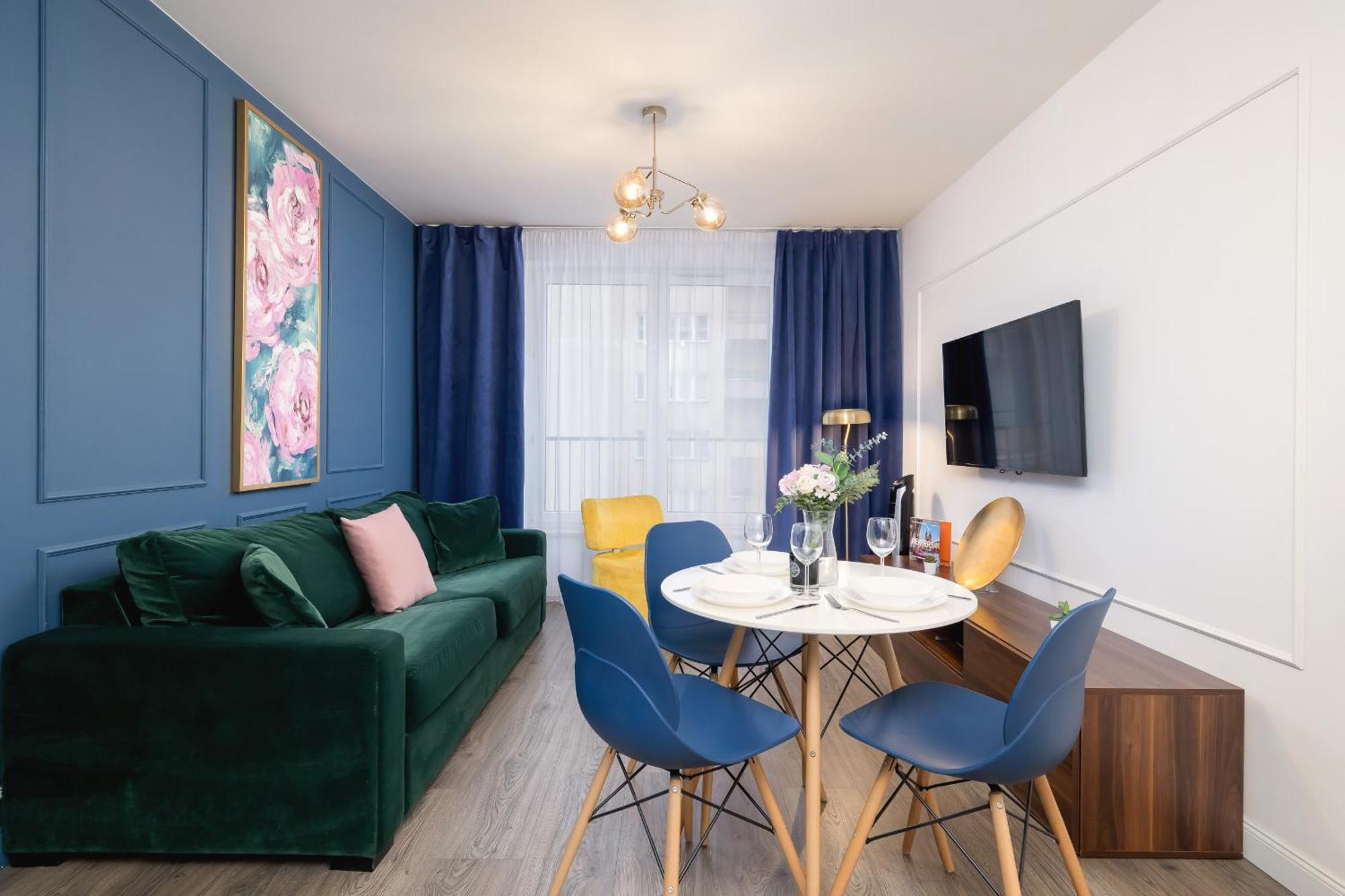 Blue And With Bright Pink Bedroom In By Renters Apartment *