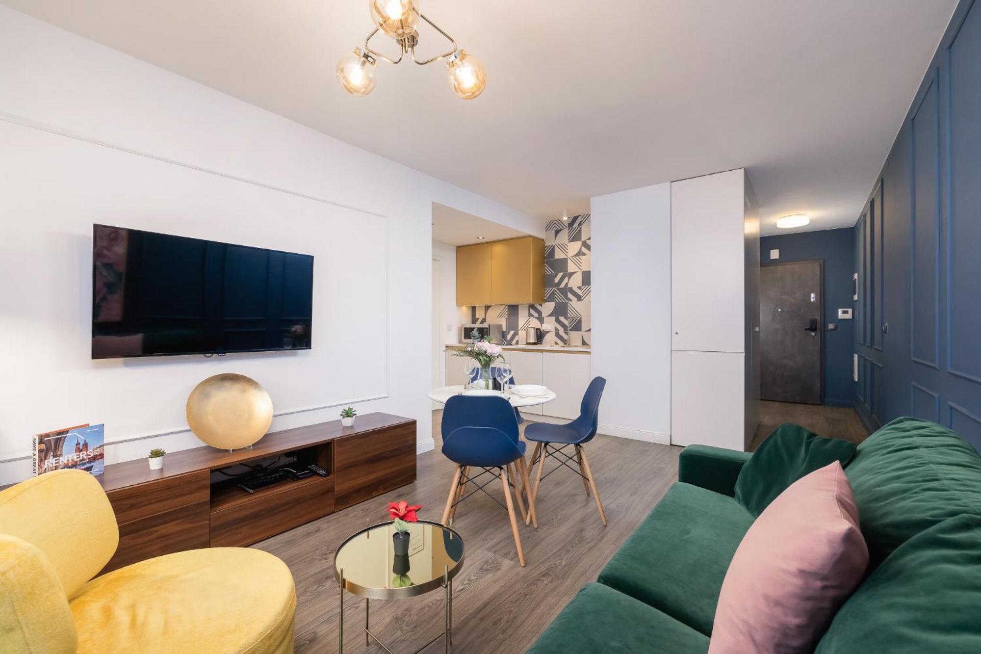 Apartment Blue And With Bright Pink Bedroom In By Renters Krakow
