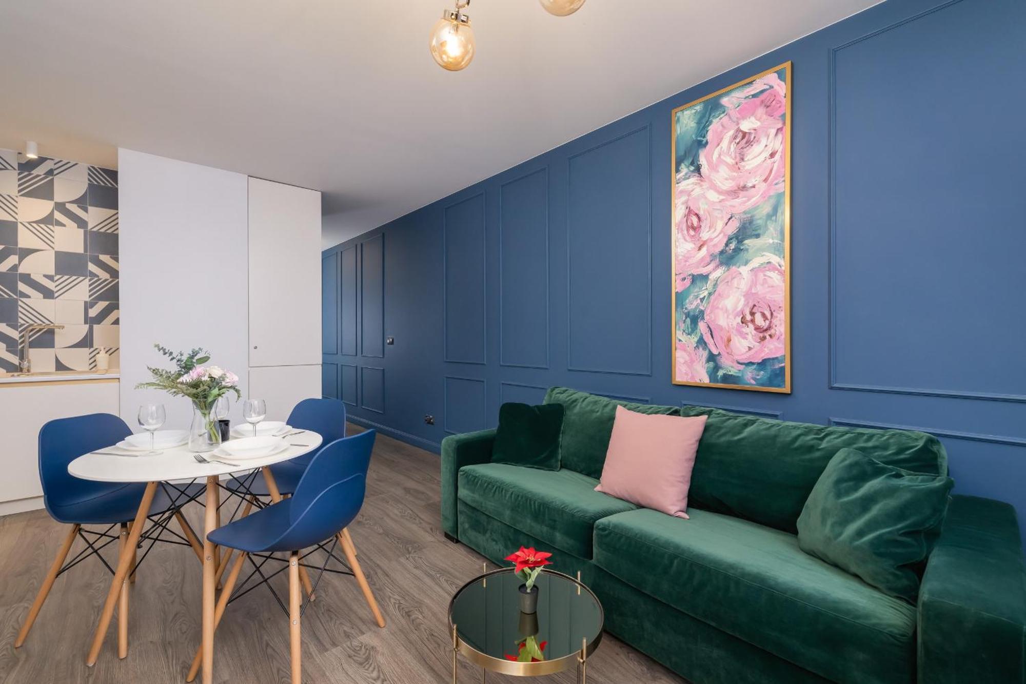 Apartment Blue And With Bright Pink Bedroom In By Renters